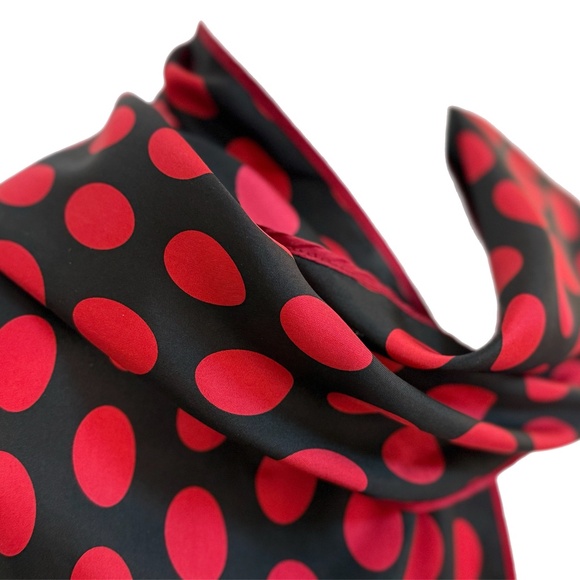 Striking Polka Dot Silk Scarf – Echo – Black & Red – 100% Silk - Picture 3 of 8